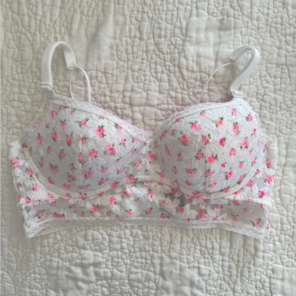 Victoria’s Secret PINK Floral Push Up Bra Large LG